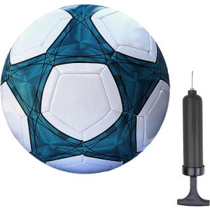 Soccer Ball Size 3,4,5 Soft PU for Practice Training Gift Boys Girls Kid Come with Pump and Needle (Blue)