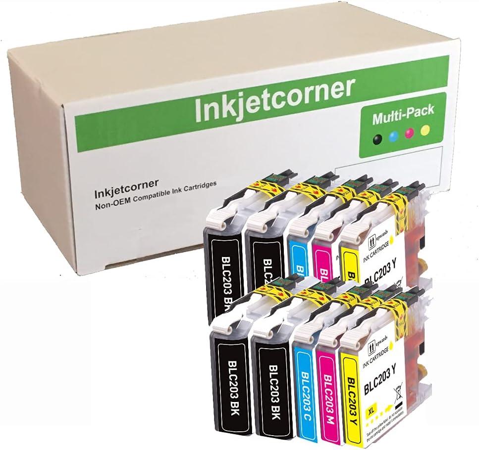 Inkjetcorner Compatible Ink Cartridges Replacement for LC203 LC203XL for use with MFC-J460DW MFC-J480DW MFC-J485DW MFC-J680DW MFC-J880DW MFC-J885DW (4 Black, 2 Cyan, 2 Magenta, 2 Yellow, 10-Pack)