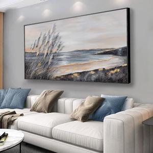 Yuaxker Large Ocean Wall Art Black and Gold Wall Decor Framed Hanging Canvas Painting Modern Aesthetic Artwork for Living Room Bedroom Dining Room Office Home Decor 30x60 Inch