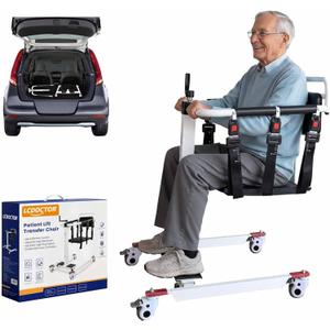 Patient Lift Transfer Chair, Transfer Chairs for Seniors, Lift Assit Chair for Elderly and Disabled, Transfer Wheelchair to Car Device, Sit to Stand Lift Aid, Lift for Home Use (White)