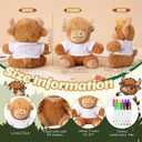 Blueweenly 24 Pcs 6 Sets Make Your Own Stuffed Animal Highland Cow Kit Including 6 Inches Soft Cow Plush with White T Shirt and 12 Colors Pens for Birthday Favors Forest DIY Crafting Gifts