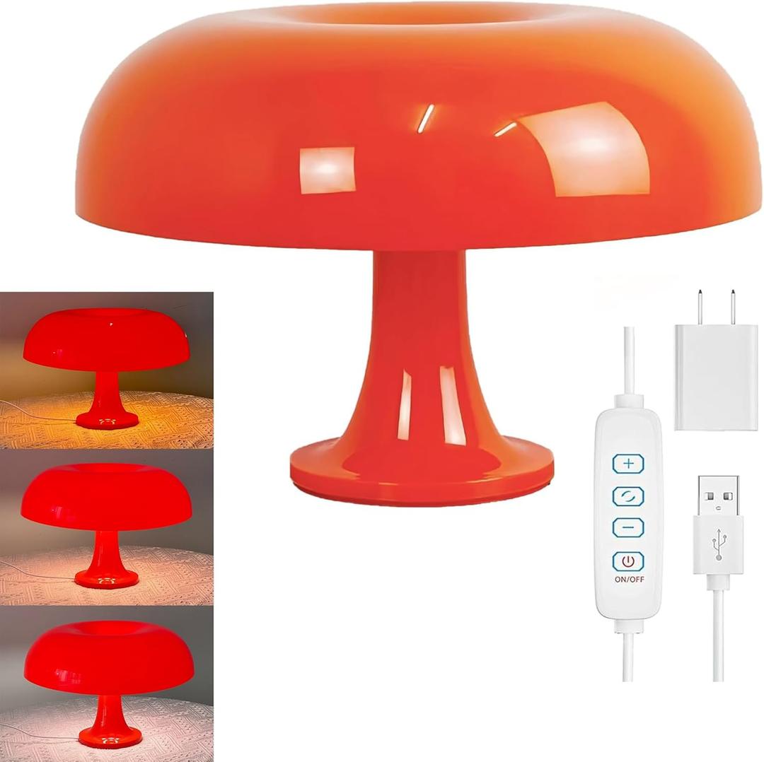 Orange Mushroom Lamp Dimmable Table Lamp with 3 Lighting Modes Retro Mushroom Light for Room Aesthetic Modern Lighting for Bedroom Living Room Home Decor & Gifts