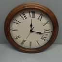 Foxtop Wood Wall Clock 14 Inch Silent Non-Ticking Battery Operated Large Retro Wooden Clock Decorative for Living Room Bedroom Kitchen Home Office (Roman Numerals)