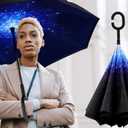 MRTLLOA 40/49/56 Inch Oversize Windproof Inverted Reverse Upside Down Umbrella, Golf Size Rain Umbrella, Double Layer, C-Shaped Handle for Men, Women and Kids