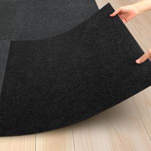 24"x 24" Carpet Tiles Peel and Stick 10Pcs, Non-Slip Carpets Squares (40 Sqft/Box, Black) - Indoor Outdoor Carpet Tiles, Self Adhesive DIY Installation for Room/Kitchen/Basement/Garage