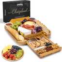 SMIRLY Charcuterie Large Bamboo Cheese Board Set for Serving - House Warming Gifts for New Home, Wedding, Bridal Shower & Birthday, for Women