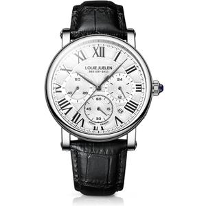 eYotto Men's Stylish Business Watch, Multifunction Quartz Movement Chronograph Roman Numerals Analog Calendar Date Waterproof Leather Band Wristwatch, Formal Casual Dress Gift Watch for Men
