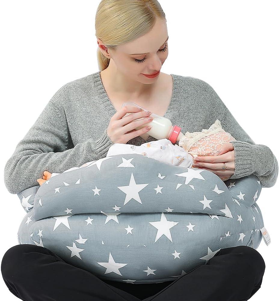 Chilling Home Nursing Pillow for Breastfeeding, Adjustable Nursing Pillow Breast Feeding Pillow Bottle Feeding, Breastfeeding Essentials for Newborn, Removable Cover 