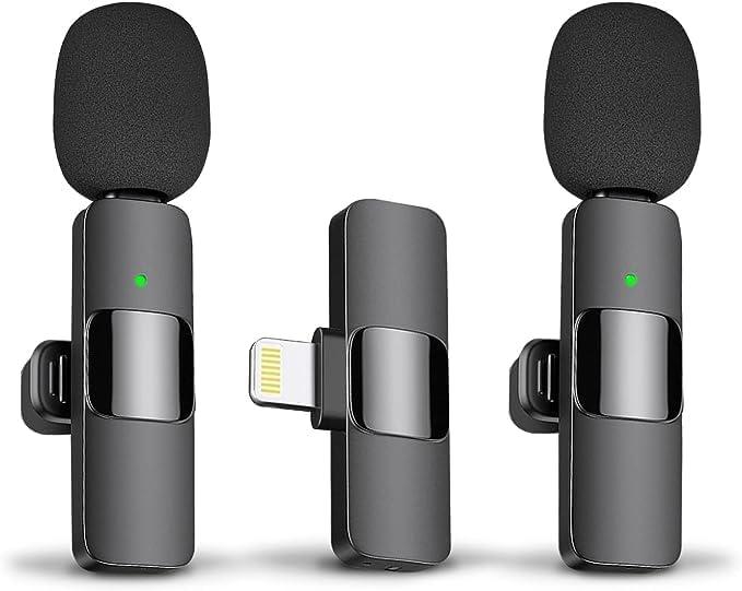 JOUNIVO 2 Pack Wireless Lavalier Microphone for iPhone, Mini Mic with Noise Cancellation for Interview Video Podcast Vlog YouTube (JV-701)