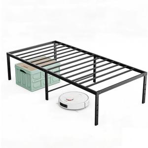 OLIXIS Twin Bed Frame, Heavy Duty Sturdy 16 Inch Metal Platform Bed with Storage Space, Sturdy Support Slats & Noise-Free, No Box Spring Needed, Easy Assembly