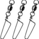 Alwonder Fishing Snap Swivels, High Strength Ball Bearing Swivel with Stainless Steel Coastlock Snap 26-503LB, Black Nickel Coating Corrosion Resistance Freshwater Saltwater Fishing Snaps Swivels