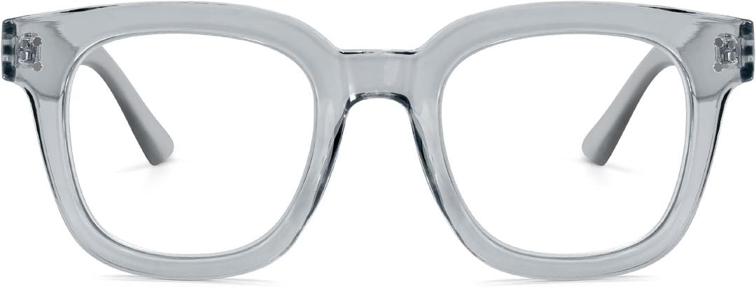 Madison Avenue Oversized Blue Light Blocking Glasses for Women Fashion Blue Light Blockers Anti Eyestrain & UV Protection Computer Eyeglasses (Ttransparent Grey)