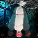 Scary Halloween Decorations,Halloween Decoration Outdoor Cocoon Corpse,Hanging Corpse Decorations Animatronics,Outdoor Sound Effects Dead Body Prop Indoor,Scream Lighted Eyes Prop Yard Tree (White)