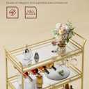 VASAGLE Bar Cart Gold, Large Home Bar Serving Cart with 3-Tier Mirrored Shelf, Wine Holders, Glass Holders, Kitchen, 15 x 33.9 x 35.4 Inches, Gold ULRC083A02