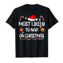 Most Likely to Nap On Christmas Family Funny Matching T-Shirt Size 4XL