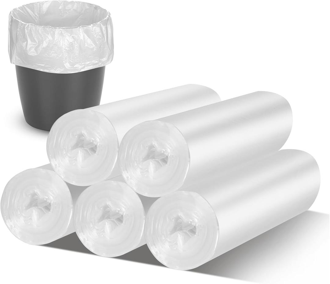 105Counts 8 Gallon Trash Bags, Flexible & Durable Kitchen Garbage Bags, Unscented & Easy Tearing Medium Trash Bag for Kitchen, Bathroom, Bedroom, Office, Transparent