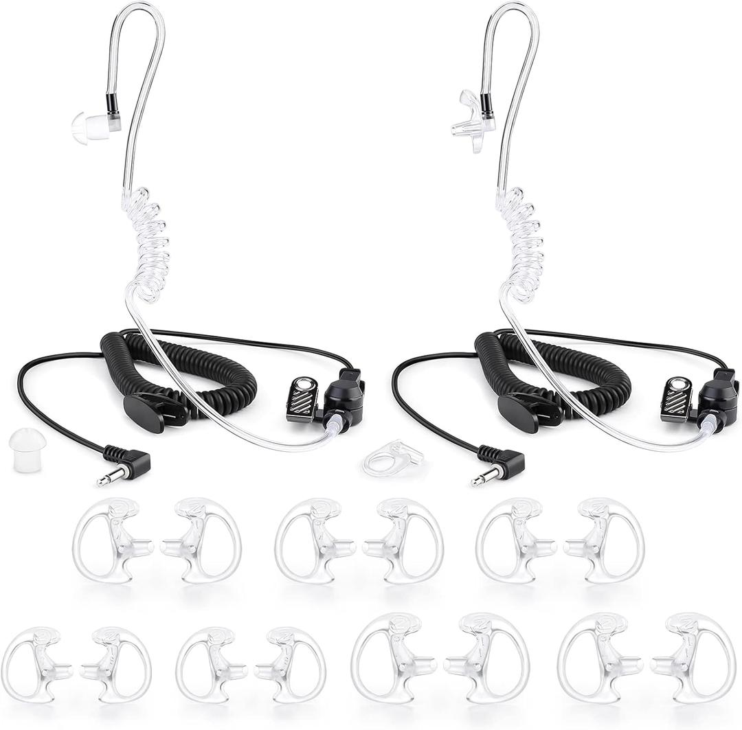 Zeadio 3.5mm Receiver/Listen ONLY Surveillance Headset Earpiece with Acoustic Tube and Earmold Earpiece for Smartphone, Two-Way Radios, Transceivers and Radio Speaker Mics Jacks (Pack of 2)