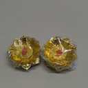 2 Pack Diwali Diya Vilakku for Pooja Ghee Lamp Tealight Candle Holder Indian Puja Oil Butterlamp Lotus Diya for Diwali Pooja Buddhist Altar Supplies for Temples Deepawali Decoration Gift