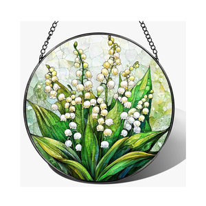 LAOWEIKI 8'' Lily of the Valley Sun Catcher Ornament, Stained Glass Window Hanging, Suncatchers for Windows Hanging Ornaments, Window Decor | Flower Lover Gift, Mother's Day, Christmas, Birthday Gifts