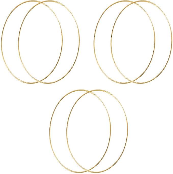 HOHIYA 6 Pcs 12 Inch Metal Floral Hoop Large Gold for Macrame Craft Wreath Rings Dream Catcher Wall Hanging 4mm Wire Taiwan Made