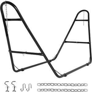 Duble Heavy Duty Steel Hammock Stand Only, 550 Pound Capacity, Portable, Easy Assembly, Adjustable for Indoor, Yard, Caping, or Outdoor, Patio (Black)