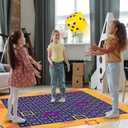 Hundred Activity Mat Math Rug Hundreds Chart Set 1-100 Counting Rug for Home Classroom, 4x4 ft Non-Slip Educational Activity Mat with Dice Frames, Large Math Learning Tool for All Ages