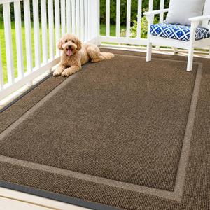 OLANLY Front Door Mat Indoor Outdoor Entrance, Waterproof All-Season, All-Weather Doormat, Sturdy Natural Rubber, Fade Resistant, Low Profile, Easy Clean Patio Porch Entryway Mat, 71x47, Brown
