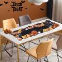 Embroidered Halloween Table Runner Skeleton Spooky Black Cat 90 Inches Long Cutout Ghost Skull Spider Web Pumpkin Coffee Dining Table Runner for Party Holiday (1388IN)