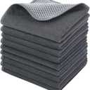 KinHwa Kitchen Washcloths for Dishes Absorbent Microfiber Dish Cloths Quick Dry Dish Rags with Poly Scour Scrub Side Ideal for Kitchen Cleaning and Housekeeping (Gray, 12inchx12inch 9 Pack)