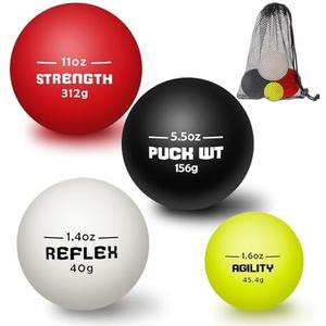 4 Pcs Hockey Stick Handling Balls 4 Weights Roller and Street Hockey Balls Training Aids Field Ball Training Equipment for Youth Beginner Advancer Indoor Outdoor Practice Skills Speed Reaction
