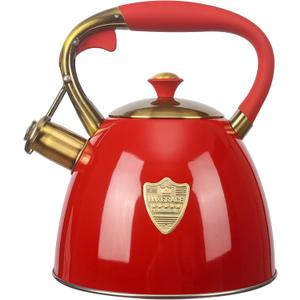 Tea Kettle -2.9 Quart Tea Kettles Stovetop Whistling Teapot Stainless Steel Tea Pots for Stove Top Whistle Tea Pot (Red)