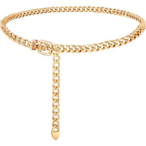 WHIPPY Waist Chain Belt Women Ladies Adjustable Body Waist Link Belts for Jeans Dresses (M: Fit for Waist up to 35 Inches, A-gold Tone-chain)