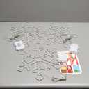 Hiboom 3 Pack Christmas Window Lights, 12 Inch Snowflake Lighted Decorations Wrapped with LED String Lights, 8 Modes Battery Powered Christmas Window Light for Xmas Indoor Decor (Blue White)