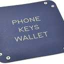 4 x Leather Catchall Valet Tray for Phone, Keys, Wallet (Navy Blue, 6.9 x 2.2 in)
