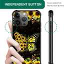 Compatible with iPhone 14 Pro Case Reinforced Four Corner Shock-Absorbing Anti Slip Soft TPU Frame Case Compatible with iPhone 14 Pro 6.1inch for Girls/Women Pattern Sunflower Butterfly