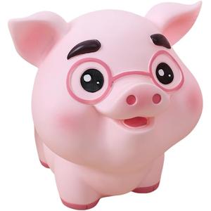 LOGOFUN Pig Molding Piggy Bank Vinyl Pig Coin Money Bank Creative Saving Pot for Home Office Desktop Decoration - Eyes Open