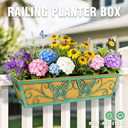 4 Pack 24 Inch Railing Planter Boxes Window Box Planters with Liner | Adjustable Bracket, Heavy Duty Hanging Basket, Metal Butterfly Decor, Retain Moisture Liner, Vibrant Spring Green