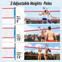 Portable Volleyball Net Set for Backyard & Beach, Adjustable Width (32,26,20FT) & Height, Anti-Sag Tension Design, Metal Stakes for Outdoor Stability, PU Volleyball with Pump, Scoreboard and Carry Bag