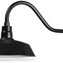 14in. Satin Black Outdoor Gooseneck Barn Light Fixture with 22in. Long Extension Arm - Wall Sconce Farmhouse, Vintage, Antique Style - UL Listed - 9W 900lm A19 LED Bulb (5000K Cool White)