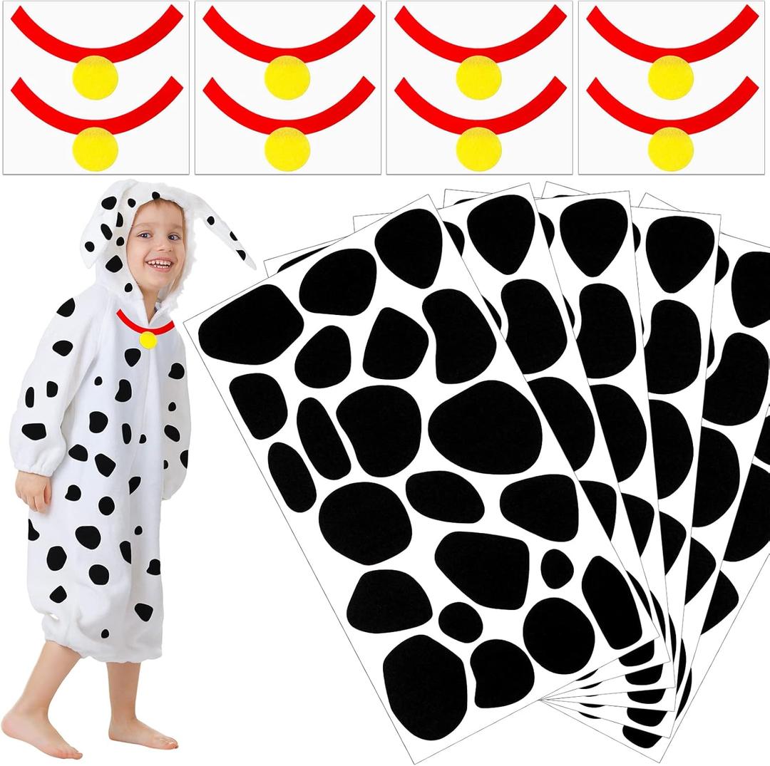 2 x Oudain 10 Sheets Dalmation Spots Adhesive Felt Pads Circles Spotty Dog Stickers Irregular Shape DIY Felt Bells for Clothes 100th Day Costume DIY Projects