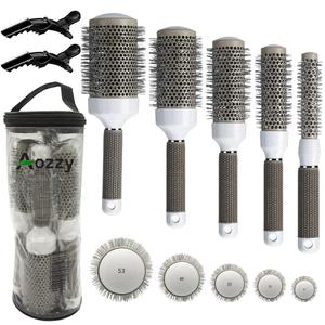 Round Brush Set for Blow Drying, Curling, Professional Ceramic Ion Thermal Barrel Brush, Leaves Hair Shiny, Heat Styling Brush 5 Different Sizes, Works Very Well with The Blow Dryer