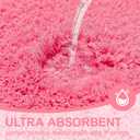 Bathroom Rugs Non Slip 24"x16", Absorbent Bath Mats Quick Dry, Shaggy Microfiber Bath Rugs, Extra Soft Plush, Machine Washable Bath Mats for Bathroom Floor, Tub and Shower, Pink