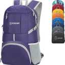 ZOMAKE Lightweight Packable Backpack 35L, Light Foldable Backpacks Water Resistant Collapsible Hiking Bag, Compact Folding Day Pack for Travel Camping(Purple)