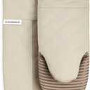 KitchenAid Beacon Two-Tone Non-Slip Oven Mitt Set, Milkshake/Beige, 5.75"x13", 2 Piece