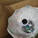 Green Victorian Table Lamp European Style Fabric Desk Lamps with Fringe Beaded Lampshade Painted Resin Base Handmade Vintage Flower Bedside Night Light for Bedroom Living Room Office