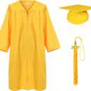 FtyFty Unisex Adult Matte Graduation Cap and Gown Tassel Set (Yellow)
