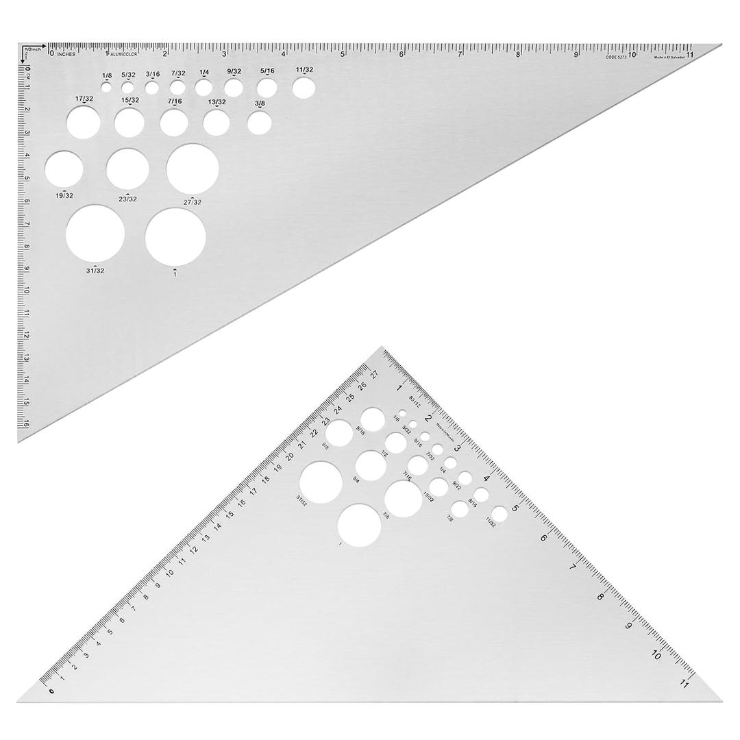 2 Pcs Aluminum Calibrated Drafting Triangle 12 Inch Engineering Scale 30/60 & 45/90 Degrees Triangle Ruler for Drafting, Design, Woodworking, Office Supplies, and Architecture