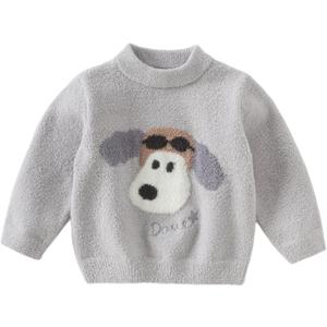 DAVE&BELLA Toddler Baby Girl Boy Knit Sweater, Cute Animal-Themed Plush Pullover Sweater Fall Winter Crewneck Long Sleeve Top 2-3T