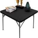 NEWISHER Square Fitted Table Cover Black Cocktail Topper Spandex Stretchable Table Top Tablecloth 36 x 36 Inch