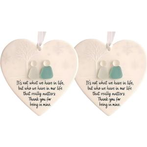 2PCS Heart-Shaped Sea Glass Friendship Decor, Friendship Heart Ornament Keepsake, Sea Glass Art for Best Friends